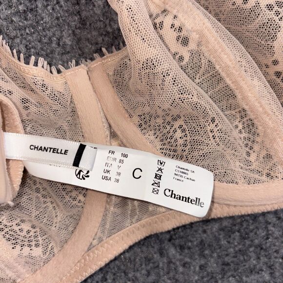Chantelle C15F50 Day to Night Lace Unlined Demi Bra Size 38C Nude Blush - Picture 3 of 9